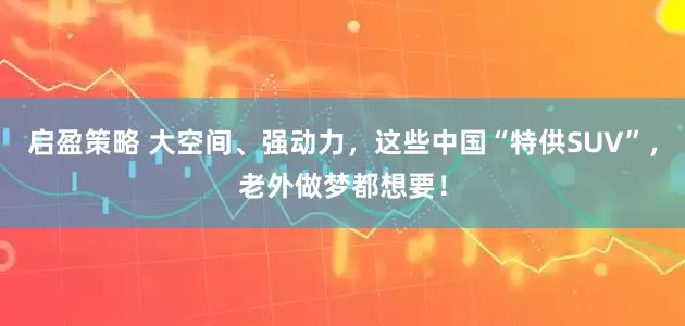 启盈策略 大空间、强动力，这些中国“特供SUV”，老外做梦都想要！