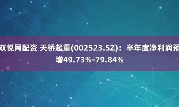 双悦网配资 天桥起重(002523.SZ)：半年度净利润预增49.73%-79.84%