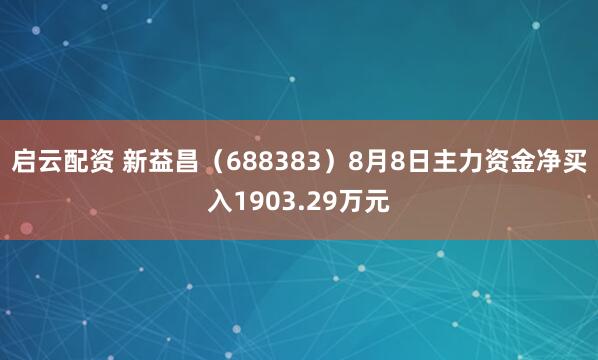 启云配资 新益昌（688383）8月8日主力资金净买入1903.29万元